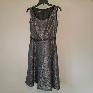 Shiny Black & Silver Dress & Jeweled Buckle Belt